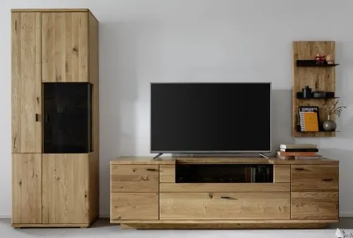 Wohnkombination Venedig | Naturfarben / Wildeiche | 3-teilig | optional LED Beleuchtung