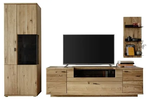 Wohnkombination Venedig | Naturfarben / Wildeiche | 3-teilig | optional LED Beleuchtung