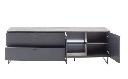 Wohnkombination Venezia | Softblack / Vulcano Eiche | 3-teilig | TV-Board mit Beleuchtung