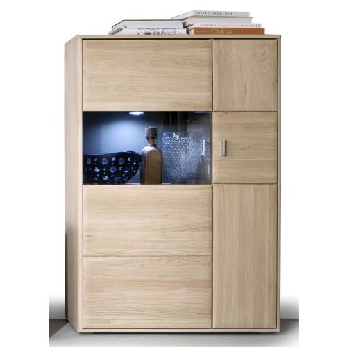 Wohnwand Anbauwand 2 Tarragona | Eiche Bianco | 4-teilig | LED Beleuchtung