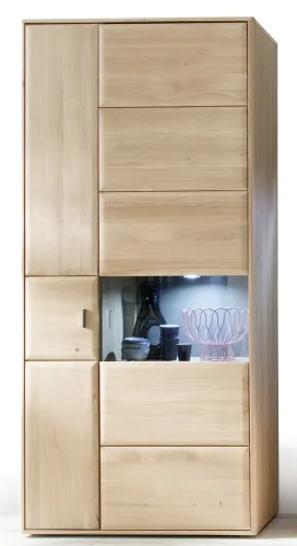 Wohnwand Anbauwand 2 Tarragona | Eiche Bianco | 4-teilig | mit 2er Set LED Unterbauspot | ohne Wandboard-Beleuchtung