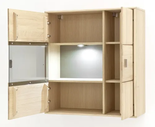 Wohnwand Anbauwand 3 Tarragona | Eiche Bianco | 4-teilig | LED Beleuchtung