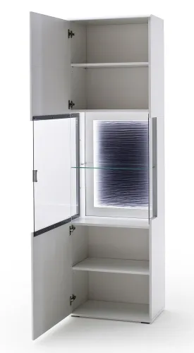 Wohnwand Anbauwand Amora 2 | weiß matt | 4-teilig | LED Beleuchtung