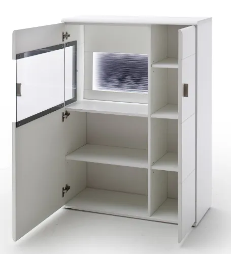 Wohnwand Anbauwand Amora 2 | weiß matt | 4-teilig | LED Beleuchtung