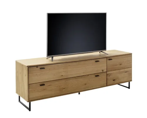 Wohnwand Anbauwand Arezzo | Wildeiche massiv / anthrazit | 3-teilig