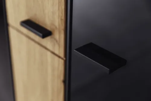 Wohnwand Anbauwand Arezzo | Wildeiche massiv / anthrazit | 3-teilig