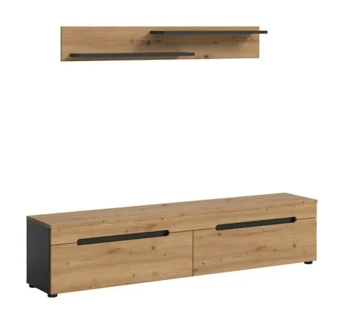 Wohnwand Anbauwand Canu | 2-teilig | Artisan / Basalt Grau ohne