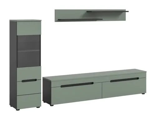 Wohnwand Anbauwand Canu | 2-teilig | Smoke Green / Basalt Grau ohne