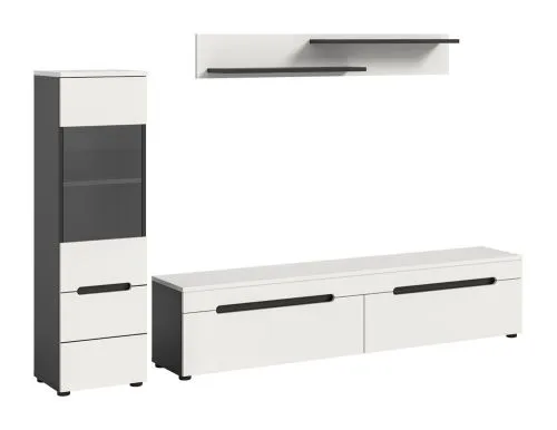 Wohnwand Anbauwand Canu | 2-teilig | weiß / Basalt Grau