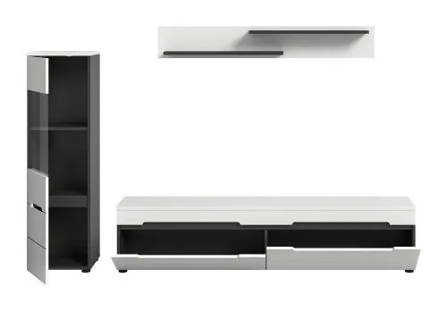 Wohnwand Anbauwand Canu | 2-teilig | weiß / Basalt Grau ohne