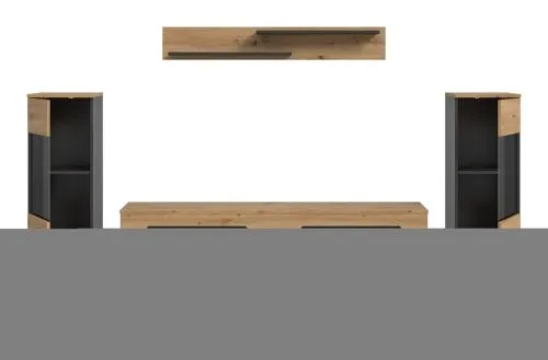 Wohnwand Anbauwand Canu | 3-teilig | Artisan / Basalt Grau | ohne