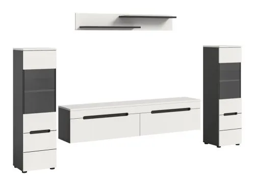 Wohnwand Anbauwand Canu | 3-teilig | weiß / Basalt Grau | LED Beleuchtung