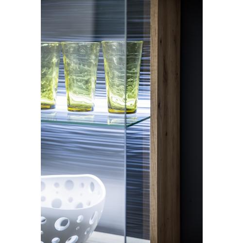 Wohnwand Anbauwand Cortona | Balkeneiche / anthrazit | 4-teilig | LED Beleuchtung