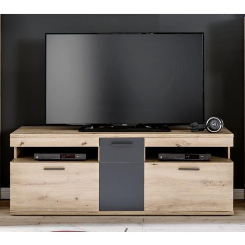 Wohnwand Anbauwand Cortona | Balkeneiche / anthrazit | 4-teilig | LED Beleuchtung