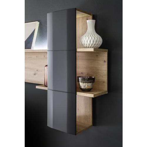 Wohnwand Anbauwand Cortona 2 | Balkeneiche / anthrazit | 3-teilig | LED Beleuchtung