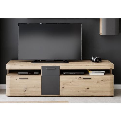 Wohnwand Anbauwand Cortona 2 | Balkeneiche / anthrazit | 3-teilig | LED Beleuchtung