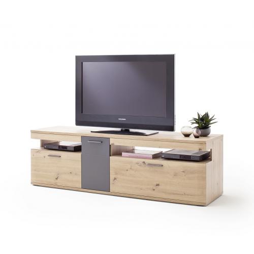 Wohnwand Anbauwand Cortona 2 | Balkeneiche / anthrazit | 3-teilig | LED Beleuchtung