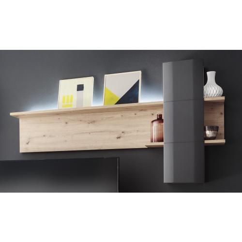 Wohnwand Anbauwand Cortona 2 | Balkeneiche / anthrazit | 3-teilig | LED Beleuchtung