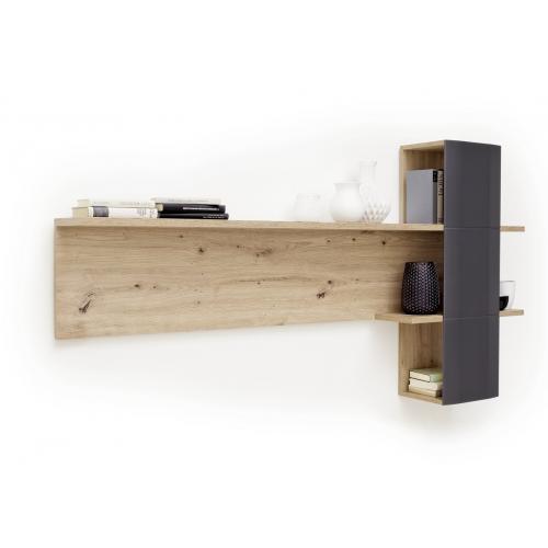 Wohnwand Anbauwand Cortona 2 | Balkeneiche / anthrazit | 3-teilig | LED Beleuchtung