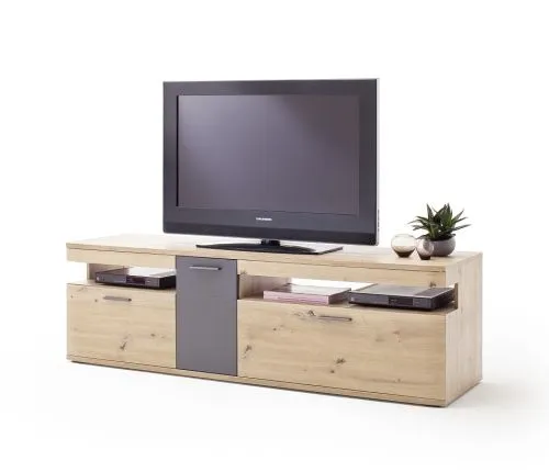 Wohnwand Anbauwand Cortona 2 | Balkeneiche / anthrazit | 3-teilig | LED Beleuchtung 1