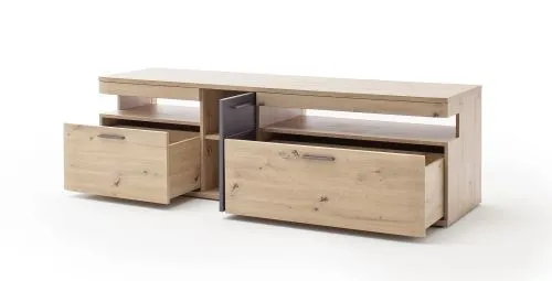 Wohnwand Anbauwand Cortona 2 | Balkeneiche / anthrazit | 3-teilig | LED Beleuchtung 3