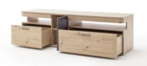 Wohnwand Anbauwand Cortona | Balkeneiche / anthrazit | 3-teilig | LED Beleuchtung 3