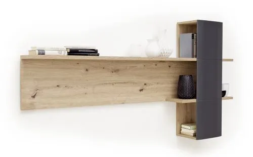 Wohnwand Anbauwand Cortona | Balkeneiche / anthrazit | 3-teilig | LED Beleuchtung 3