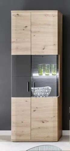 Wohnwand Anbauwand Cortona | Balkeneiche / anthrazit | 4-teilig | LED Beleuchtung 4