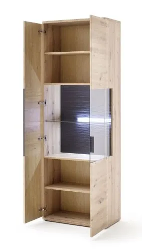 Wohnwand Anbauwand Cortona | Balkeneiche / anthrazit | 4-teilig | LED Beleuchtung 5