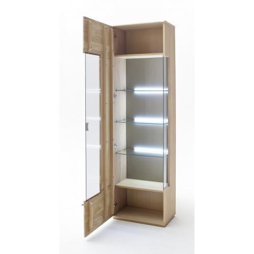 Wohnwand Anbauwand I Bologna | Eiche Bianco | 4-teilig | LED Beleuchtung