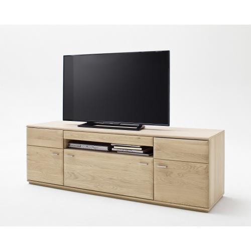 Wohnwand Anbauwand I Bologna 2 | Eiche Bianco | 4-teilig | LED Beleuchtung