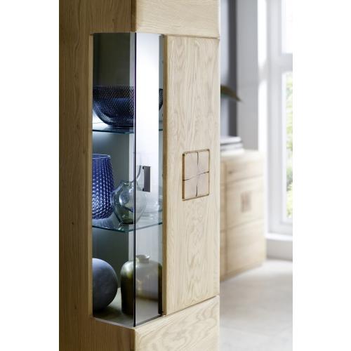 Wohnwand Anbauwand I Bologna 3 | Eiche Bianco | 4-teilig | LED Beleuchtung