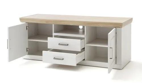 Wohnwand Anbauwand I Brixen | Landhaus modern | Pinie Aurelio / Grandson Oak | 4-teilig | LED Beleuchtung