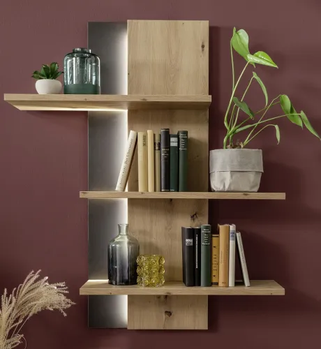 Wohnwand Anbauwand I Buenos Aires | Balkeneiche | 3-teilig | LED Beleuchtung