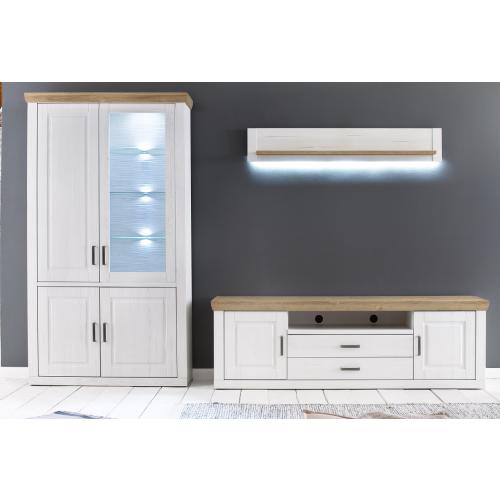 Wohnwand Anbauwand II Brixen | Landhaus modern | Pinie Aurelio / Grandson Oak | 3-teilig | LED Beleuchtung