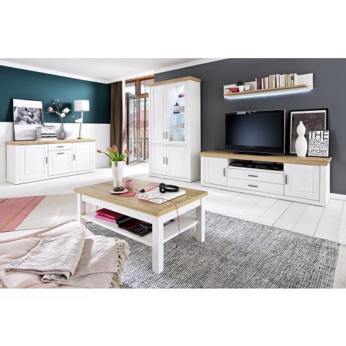 Wohnwand Anbauwand II Brixen | Landhaus modern | Pinie Aurelio / Grandson Oak | 3-teilig | LED Beleuchtung