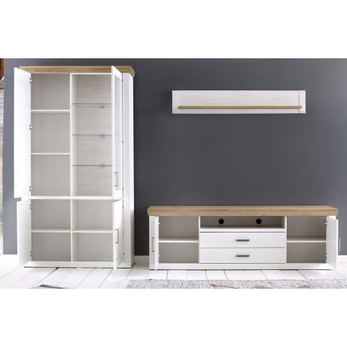 Wohnwand Anbauwand II Brixen | Landhaus modern | Pinie Aurelio / Grandson Oak | 3-teilig | LED Beleuchtung