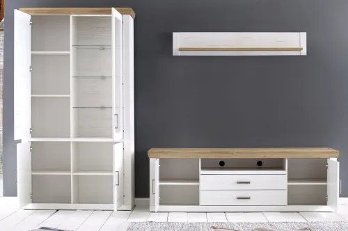 Wohnwand Anbauwand II Brixen | Landhaus modern | Pinie Aurelio / Grandson Oak | 3-teilig