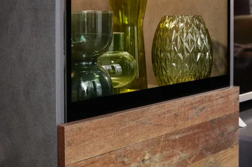 Wohnwand Anbauwand Mango | Old Used Wood / Matera grau | 4-teilig | LED Beleuchtung