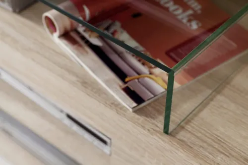 Wohnwand Anbauwand Mondeo | Eiche sägerau hell | 5-teilig | inkl. LED Beleuchtung