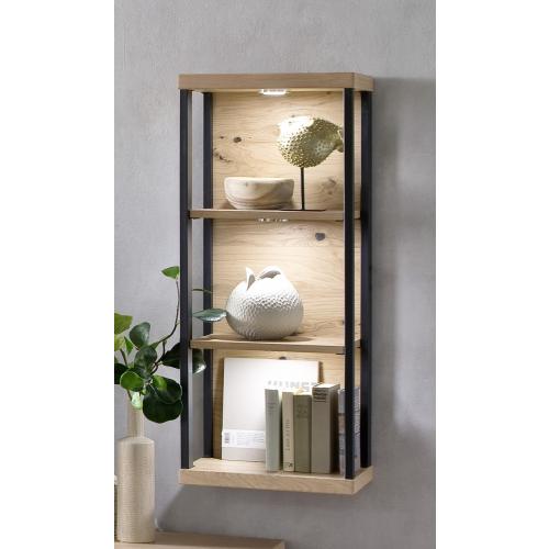 Wohnwand Anbauwand Salerno | Balkeneiche / Eiche Bianco | 4-teilig | LED Beleuchtung