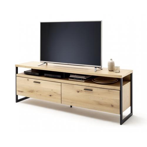 Wohnwand Anbauwand Salerno | Balkeneiche / Eiche Bianco | 4-teilig | LED Beleuchtung