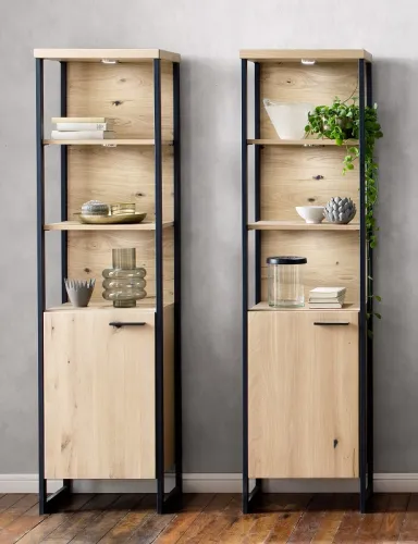 Wohnwand Anbauwand Salerno | Balkeneiche / Eiche Bianco | 4-teilig