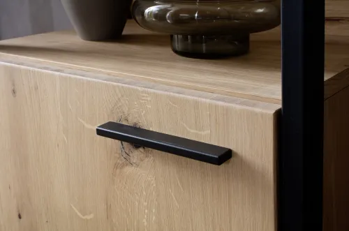 Wohnwand Anbauwand Salerno | Balkeneiche / Eiche Bianco | 4-teilig | LED Beleuchtung