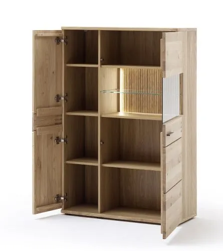 Wohnwand Anbauwand Salvador 1 | Balkeneiche Bianco | 4-teilig | LED 2