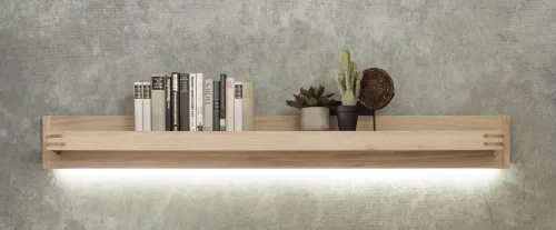Wohnwand Anbauwand Salvador 1 | Balkeneiche Bianco | 4-teilig | LED Beleuchtung