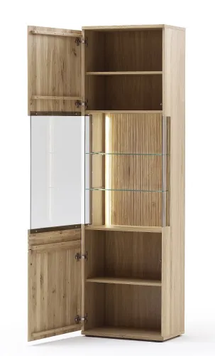 Wohnwand Anbauwand Salvador 1 | Balkeneiche Bianco | 4-teilig | LED Beleuchtung