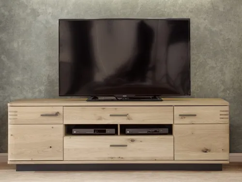 Wohnwand Anbauwand Salvador 1 | Balkeneiche Bianco | 4-teilig | LED Beleuchtung Highboard