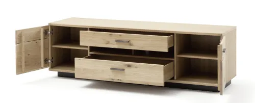 Wohnwand Anbauwand Salvador 1 | Balkeneiche Bianco | 4-teilig | LED Beleuchtung Highboard