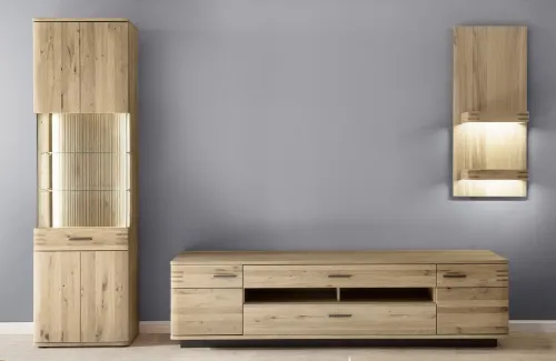 Wohnwand Anbauwand Salvador | Balkeneiche Bianco | 3-teilig